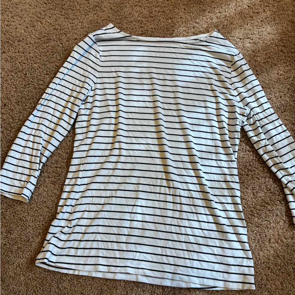 a new day White and Black Striped Long Sleeve Top